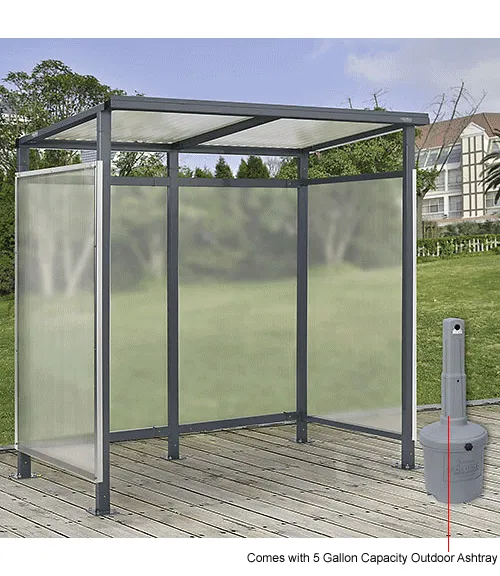 Global Industrial Bus Smoking Shelter 3 Side W GRY 5 Gallon Outdoor Ashtray 6 5 Wx3 8 Dx7 H