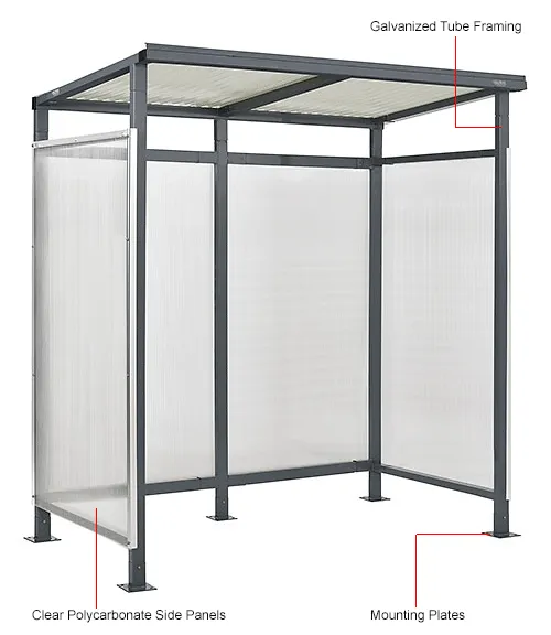 Global Industrial™ Bus Smoking Shelter Flat Roof W/ Three Sided