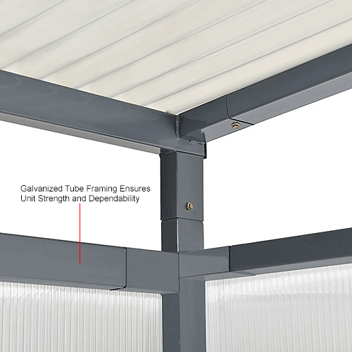 Bus Smoking Shelter Flat Roof with Three Sided Open Front 6ft5inW x 3ft10inD x 7ftH Gray
																			