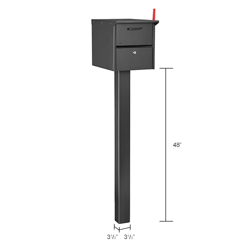 Global Industrial™ Mailbox Aluminum Pedestal InGround Mounted Black 48