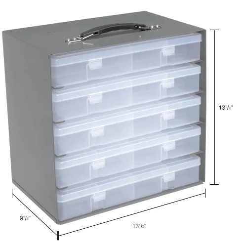 DURHAM MFG Caja con Compartimentos , Transparente , 2-5/16 x 9 x 13-1/8  , Quitar - Cajas para Piezas y Partes Pequeñas - 15V210
