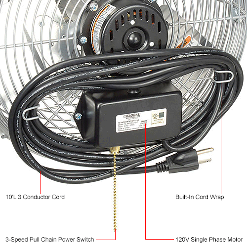 Global Industrial™ Fan Arm For 12" Diameter Fan, 23"L, Black