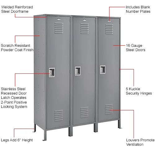 Global Industrial™ Infinity® 1-Tier 3 Door Locker, 54