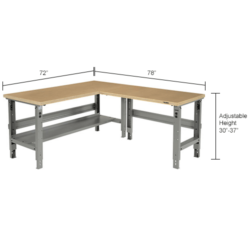 Global Industrial™ LShaped Adjustable Height Workbench, Shop Top