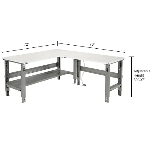 Global Industrial™ L-Shaped Workbench, 72 x 78