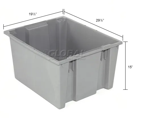 Global Industrial™ Plastic Stack & Nest Storage Container, No Lid