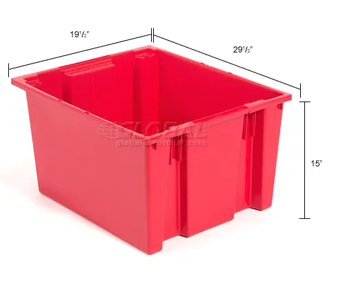Global Industrial™ Plastic Stack & Nest Storage Container, No Lid