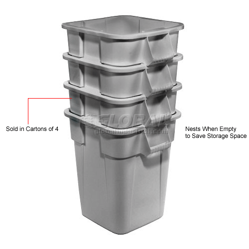 40 Gallon Square Rubbermaid Brute Waste Receptacles Gray