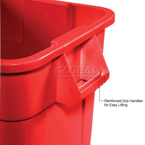 28 Gallon Square Rubbermaid Brute Waste Receptacles Red 3526