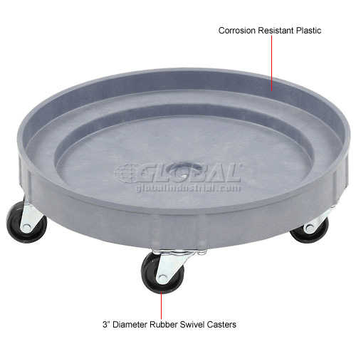Capacity- Barrel Dolly with Swivel Casters Wheel 30 Gallon and 55 Gallon Heavy Duty Plastic Drum Dolly – Durable Plastic Drum Cart 900 lb Black with Brake 