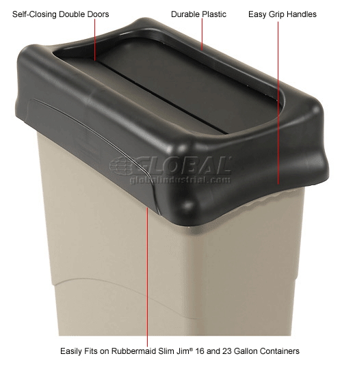 Lid For 16 23 Gallon Rectangular Rubbermaid Trash Can Black 498828bk Globalindustrial Com Lid For 16 23 Gallon Rectangular, Rubbermaid Outdoor Garbage Can With Lid