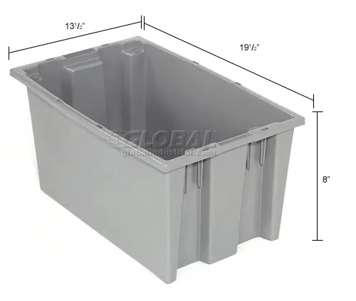 Global Industrial™ Plastic Stack & Nest Storage Container, No Lid