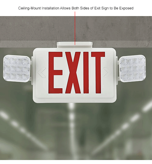  Combo Exit Sign, Red Letters w/ LED Optics
																			
