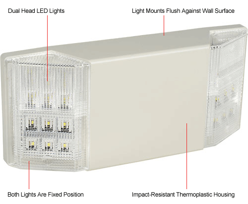 2 Head LED Emergency Unit w/ Fixed Optics
																			