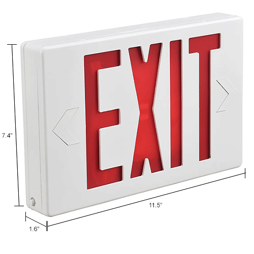 Global Industrial™ LED Exit Sign, Red Letters, Universal Mount, White ...