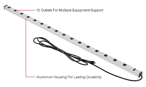 Global Industrial™ Power Strip, 16 Outlets, 15A, 72
