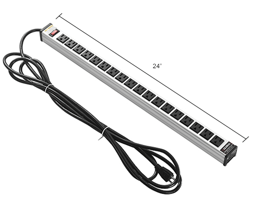 Global&#8482; 24-in. 18 Outlet Aluminum Power Strip, 15' Cord