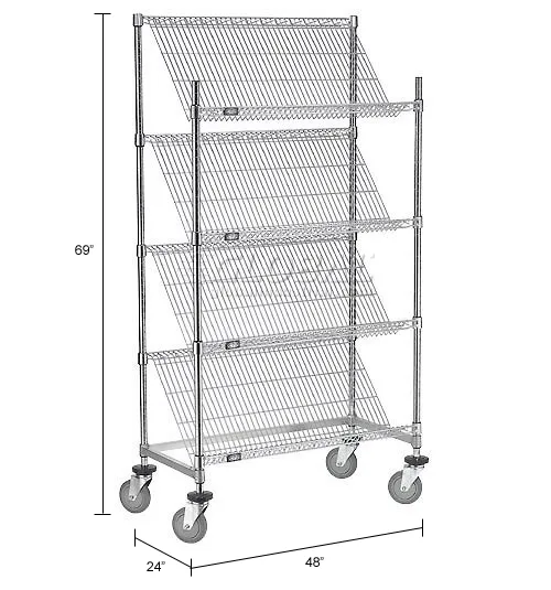 【中古】SSUPD MESHROOM S GRAY + 別売り3cmアルミ脚 Nexel® 4 Slant Shelf Truck, Chrome, 48