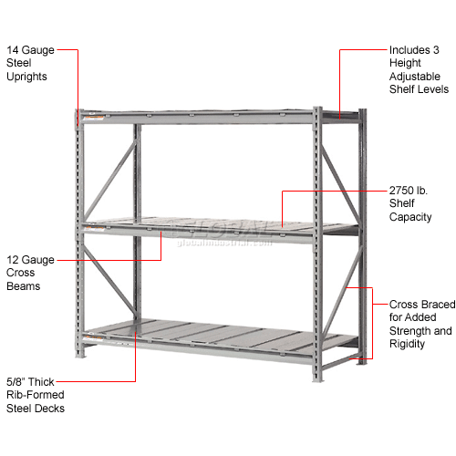 Global Industrial™ Extra Heavy Duty Storage Rack, Steel Deck, 72