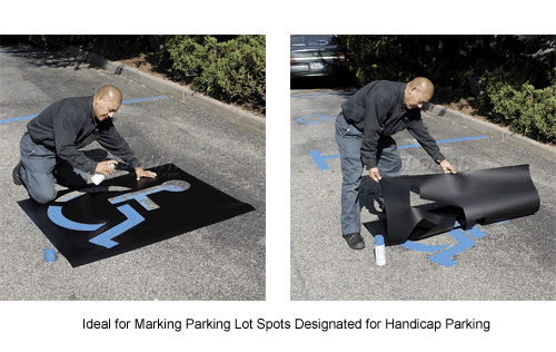 Handicapped Parking Lot Stencil Large Heavy Duty 37 x 43 Vinyl 