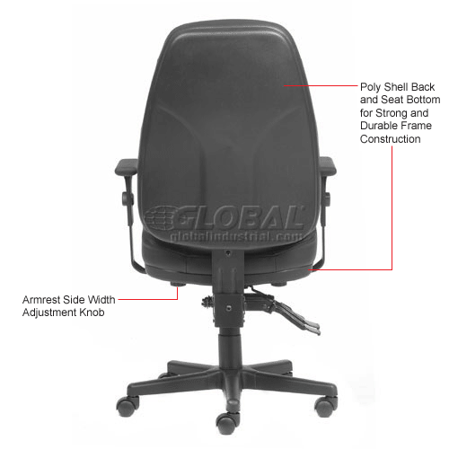 Interion® Office Chair With High Back & Adjustable Arms, Leather, Black