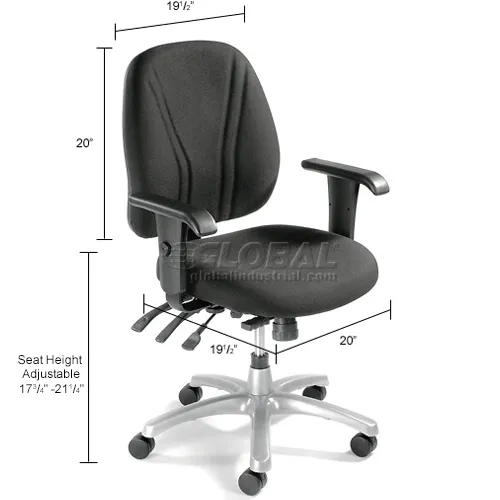 Ergonomic Office Chair with Adjustable Back - Black