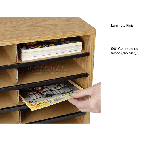 24 Compartment Wood Literature Sorter 231/2"H Oak 506607AK