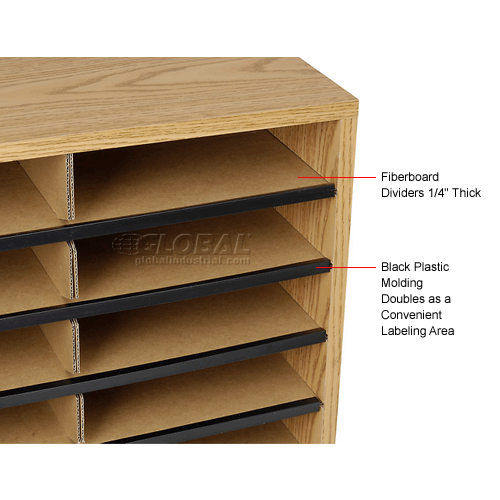 24 Compartment Wood Literature Sorter 231/2"H Oak 506607AK
