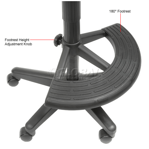 Synchro Operator Stool - 180 Degree Footrest With Arms Black