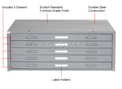 File Cabinets Blue Print Interion Blueprint Flat File Cabinet 5 Drawer 41 W Gray 506825gy Globalindustrial Com