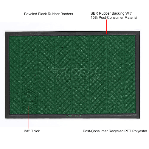 WaterHog® Eco Elite Classic Border Entrance Mat 3/8" Thick 3' x 5' Green