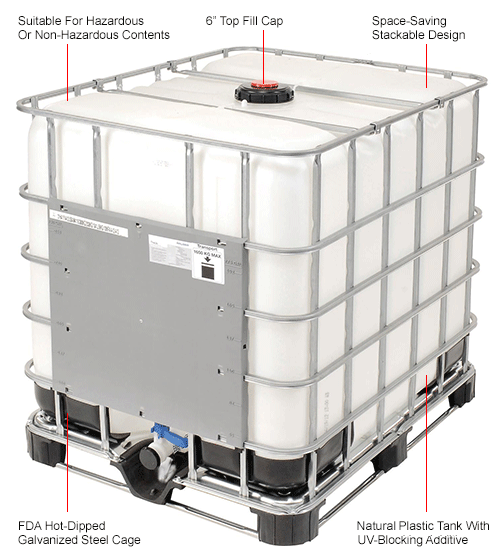 Mauser IBC Container 275 Gallon UN Approved with Composite Metal Pallet