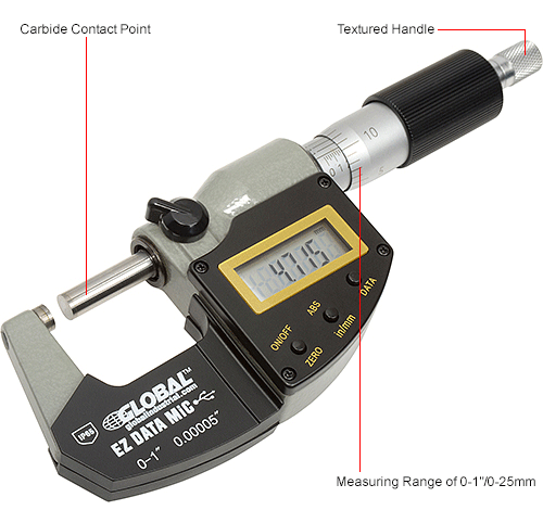 Digital Micrometer 0-1 Digital External Electronic Gauge with Absolute and Incremental Modes Digital Outside Micrometer Inch/Metric Measurement 