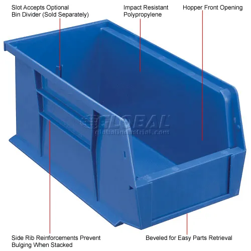 Global Industrial™ Plastic Hang & Stack Bin, 14-3/4