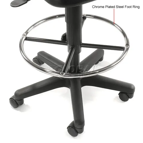 Interion® Task Stool with 360 Footrest- Polyurethane - Black