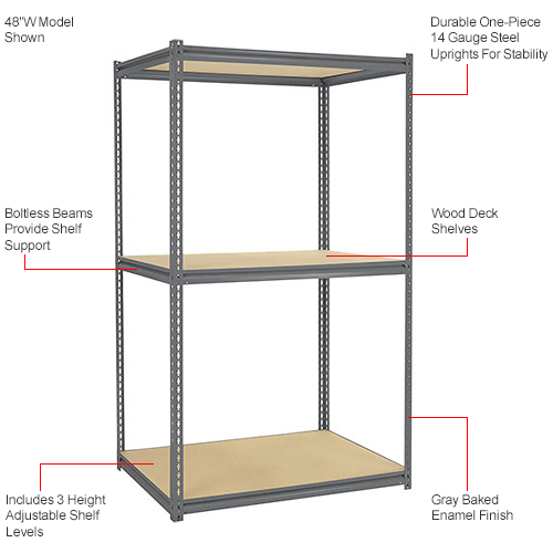 Global Industrial™ High Cap. Starter Rack 48Wx24Dx84H 3 Levels Wood ...