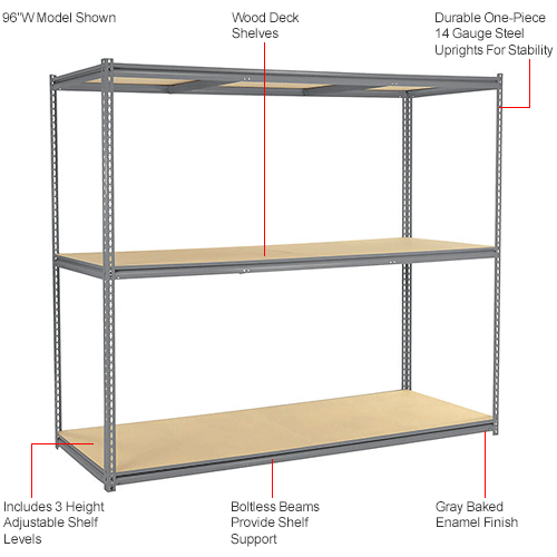 Global Industrial™ High Capacity Starter Rack 96x48x963 Levels Wood ...