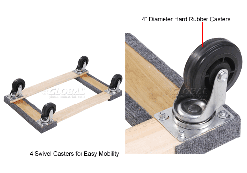Carpeted Deck Ends Hardwood Dolly Capacity 1000 Lb 36 x 24 Carpeted Deck Ends Hardwood Dolly Capacity 1000 Lb 36 x 24