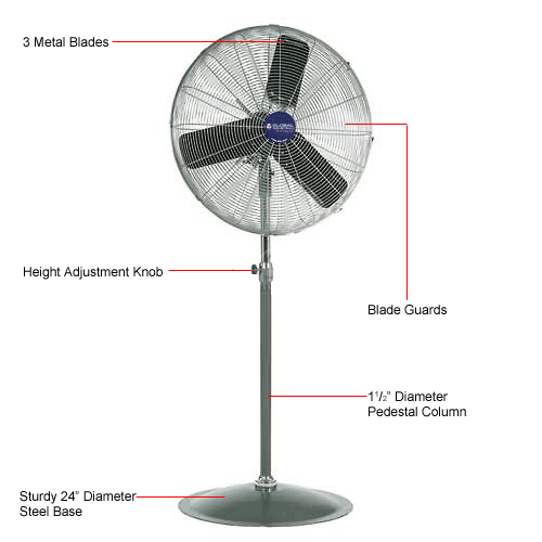 Global Industrial™ Aluminum 24" Industrial Pedestal Fan, Oscillating