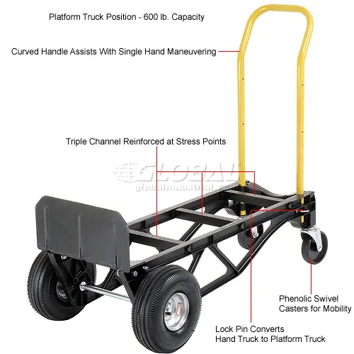Harper&trade; PGDK1935P Ultra Lite Nylon 2-in-1 Convertible Hand Truck