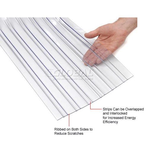 PVC Strip Curtain Bulk Roll Scratch Resistant Ribbed Clear