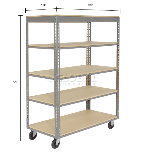 Global Industrial™ Easy Adjust Boltless 5 Shelf Truck 36x18, Wood