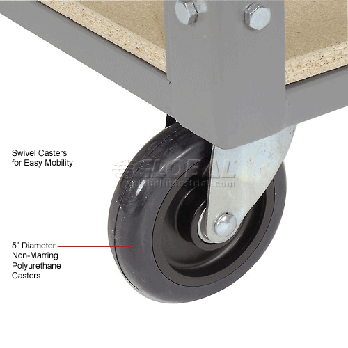 Global Industrial® Boltless Shelf Truck, 5 Shelves, Poly Casters, 48"L