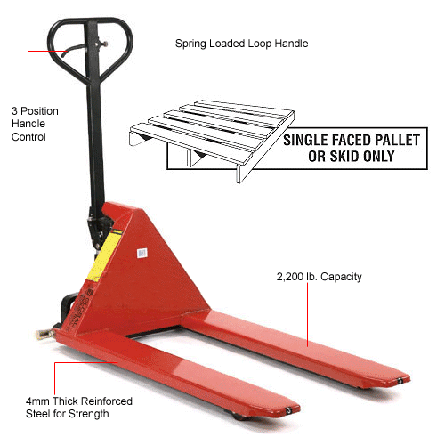 Global Industrial™ Manual HighLift Skid Jack Truck, 2200 Lb. Capacity