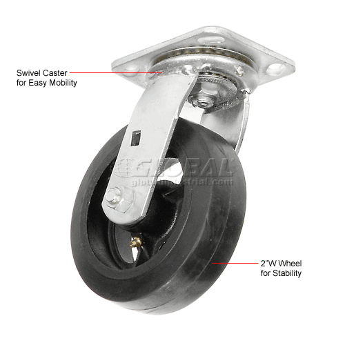 Global Industrial™ Heavy Duty Swivel Plate Caster 6" Moldon Rubber