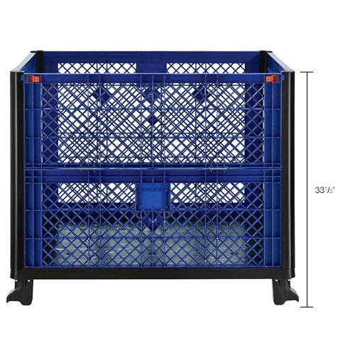 Global Industrial Easy Assembly Vented Wall Container - Drop Gate, Blue