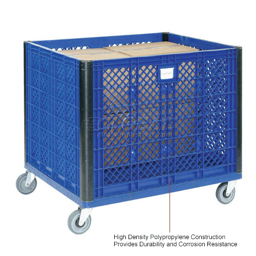 Global Industrial™ Easy Assembly Vented Wall Bulk Container Casters 391/4 x 311/2 x 29 Blue