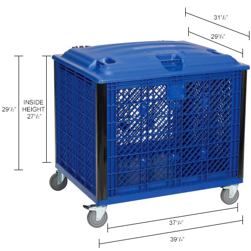 Global Industrial™ Easy Assembly Vented Wall Bulk Container Casters 391/4 x 311/2 x 29 Blue
