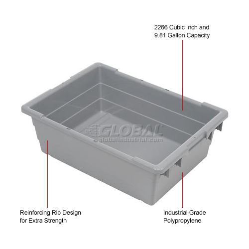 Quantum Cross Stack Nest Tub TUB24178 233/4 x 171/4 x 8 Gray Pkg