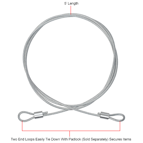 Global Industrial™ Steel Tie Down Cable 5'L Reinforced With End Loops for Outdoor Fixtures